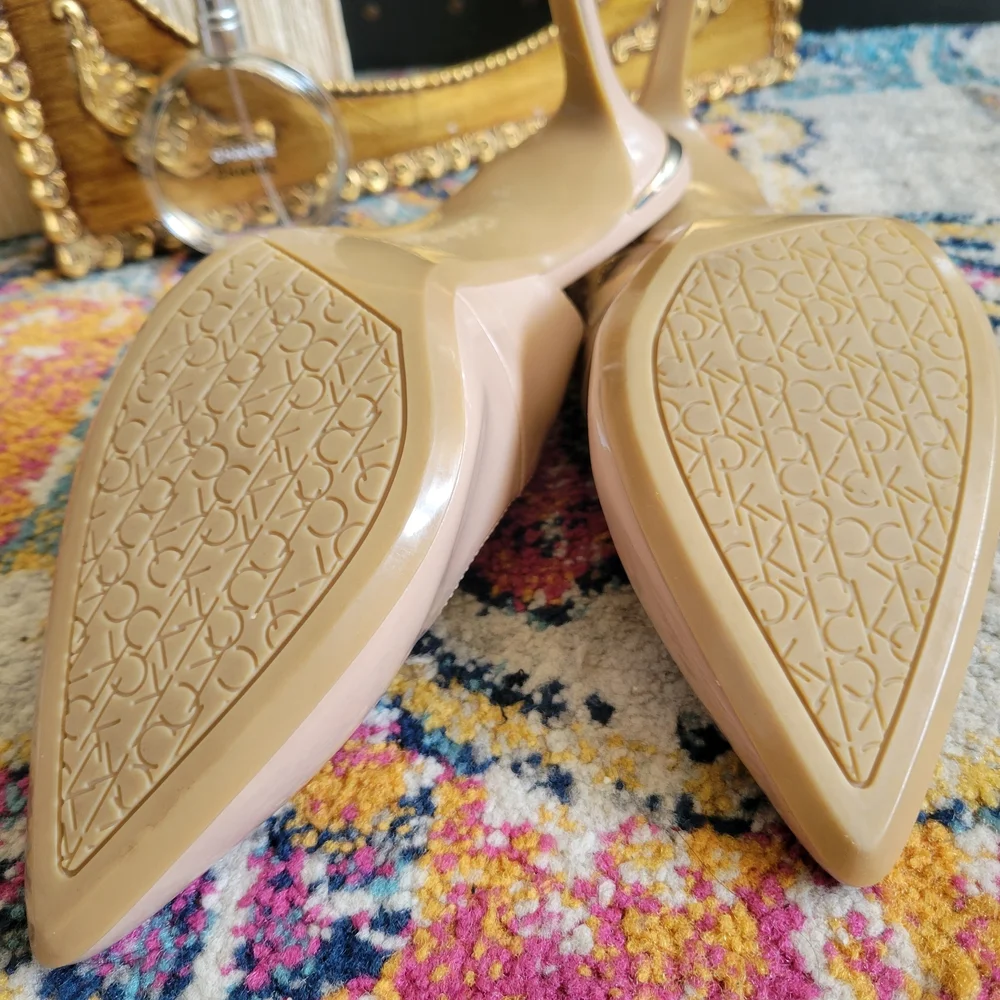Calvin Klein Nude Patent Gala Slingback Heels - Picture 7 of 14